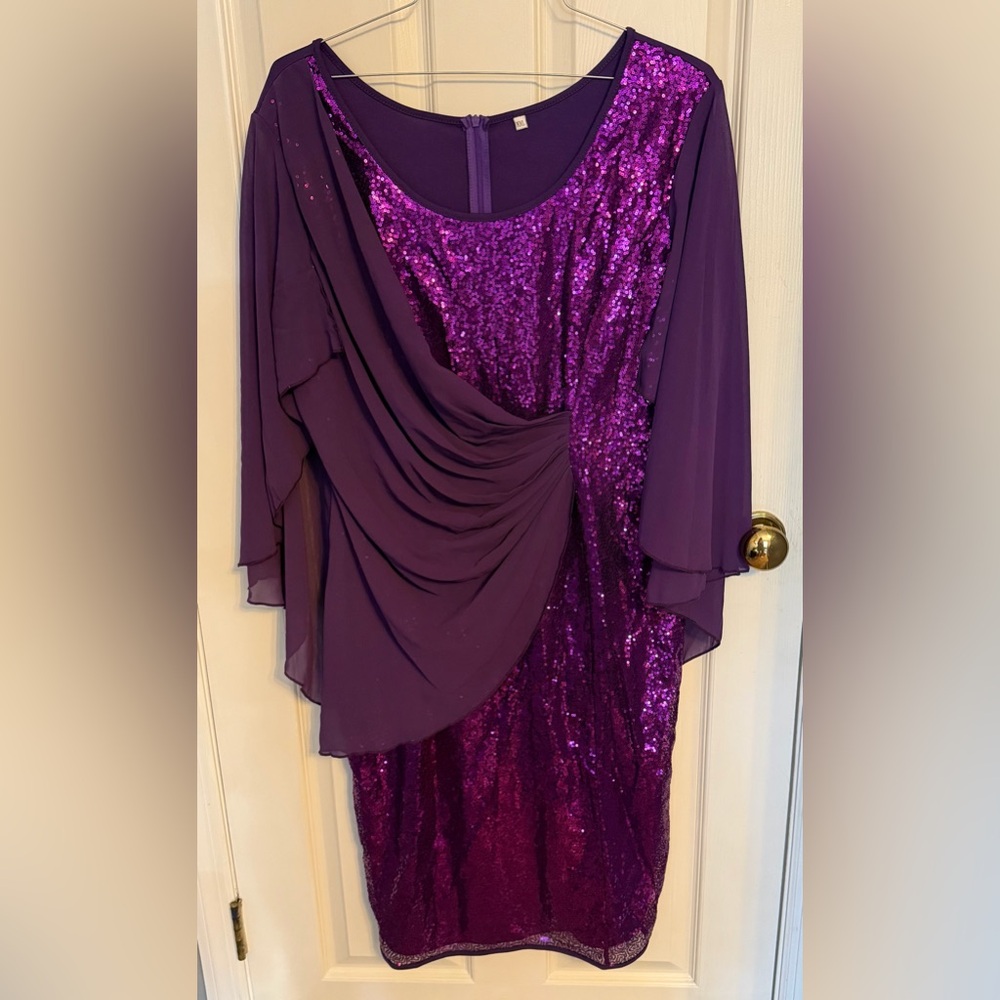 Etsy Drape-y, Purple Sequin Dress, XXL